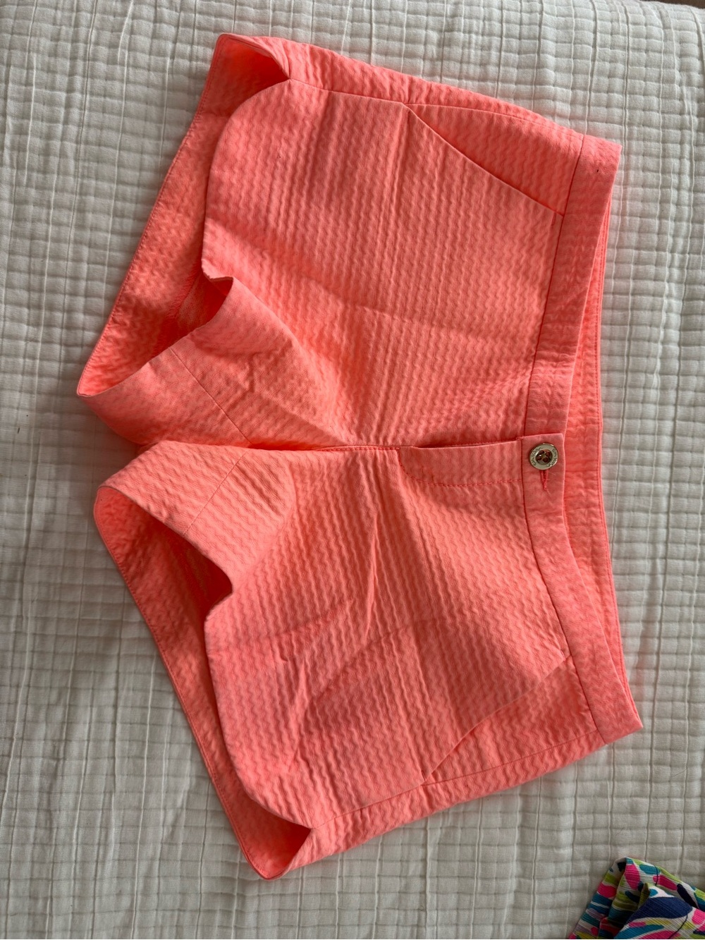 Lilly Pulitzer Coral Textured High-Waist Shorts